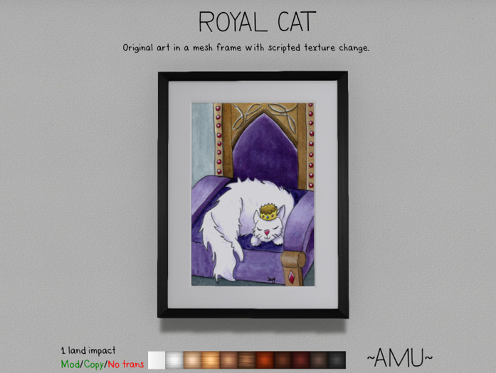 ~AMU~ Royal Cat - framed cartoon art