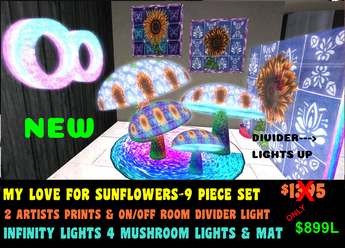 MY LOVE FOR SUNFLOWERS-9 PIECE DESIGNER HOME DECOR SET