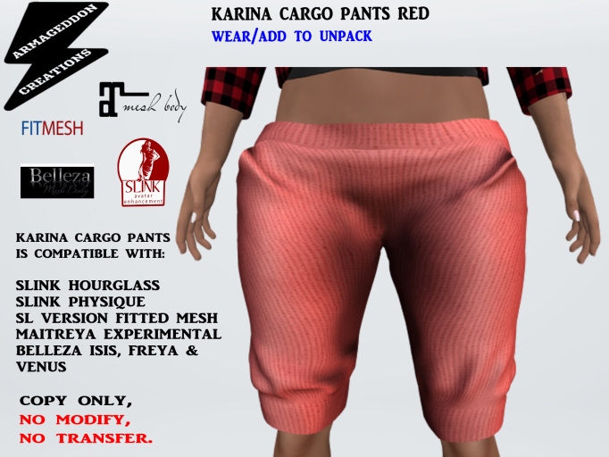 KARINA CARGO PANTS RED 200814