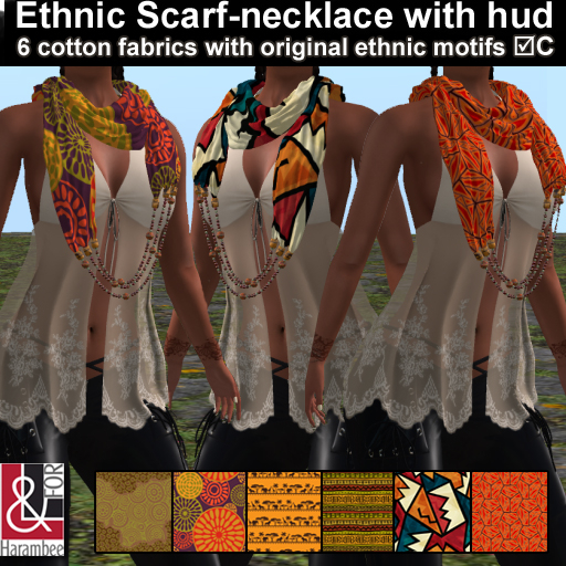 Ethnic Scarf-necklace with hud