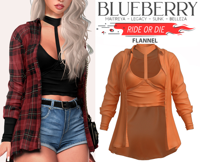 Blueberry - Ride or Die - Flannel - Orange