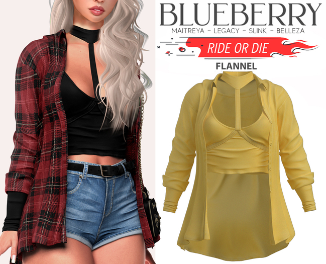 Blueberry - Ride or Die - Flannel - Yellow