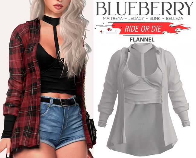Blueberry - Ride or Die - Flannel - White