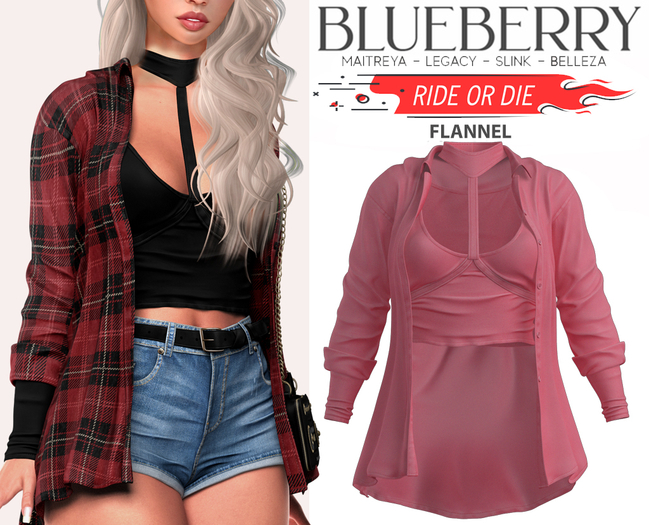 Blueberry - Ride or Die - Flannel - Pink