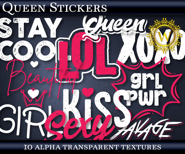 Queen Stickers 10 Transparent Alpha Textures - WonderWall