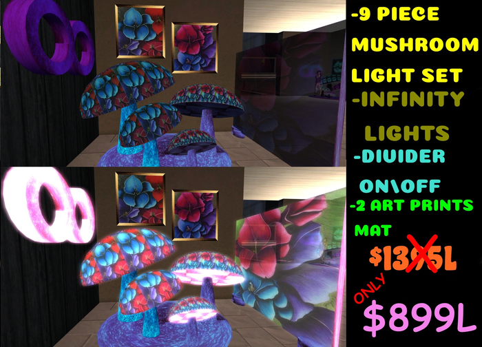 9 PIECE MUSHROOM LIGHTS-ARTIST LILY EDITION