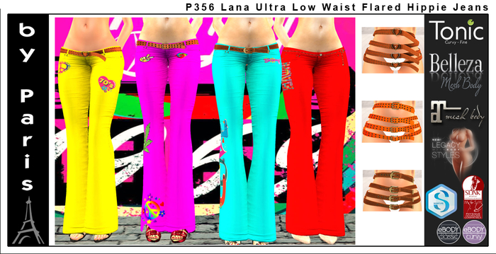 Lana Ultra Low Waist Flared Hippie Jeans - Maitreya Belleza Slink Tonic Legacy Alice Ebody DEMO