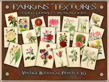 Parkins Textures - Vintage Botanical Prints Set - Picture, Victorian, Old, Steampunk, Floral, Poster, Flower, Aged, Rose