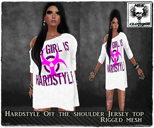 MIUK- Hardstyle  Rigged Mesh Jersey Off Shoulder  S XS.S.M.L.XL