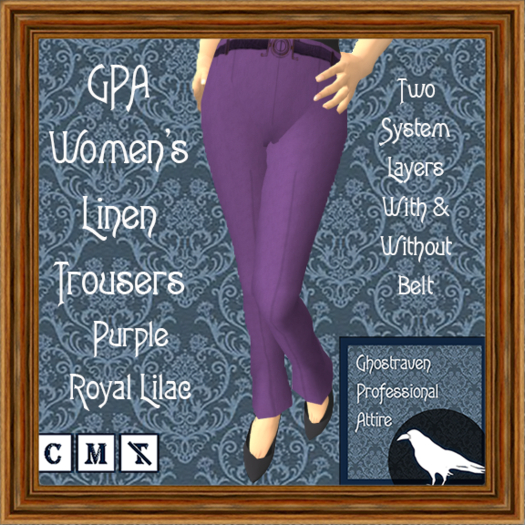 GPA Women's Trousers Linen - Purple Royal Lilac (ADD & touch)