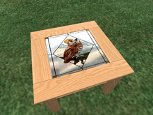 TM End Table - Stained Glass Owl