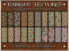 Parkins Textures - Flora Set - 20x Full Perm Seamless 1024 - Fabric, Clothing, Floral, Cloth, Furnishing, Victorian