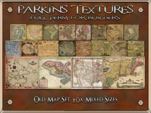 Parkins Textures - Old Map Set - 20x Full Perm - Parchment, Aged, Grungy, Cartography, Ancient, Pirate, Steampunk