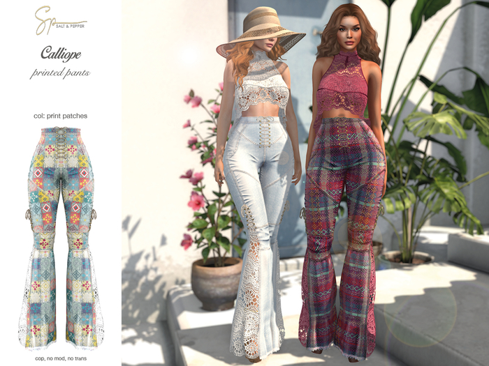 S&P Calliope pants print patches - Lara + Petite - Legacy + Perky