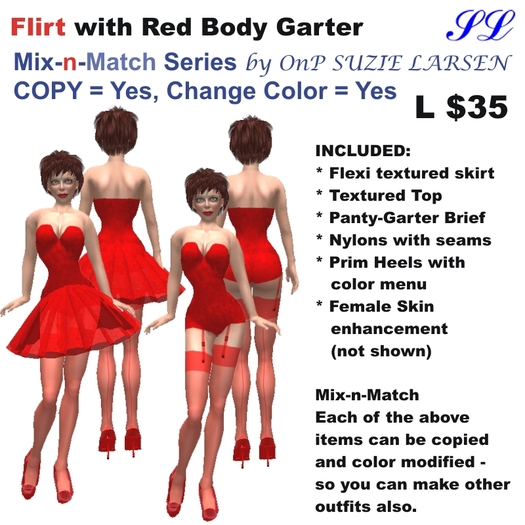 OnP flirt with red body garter