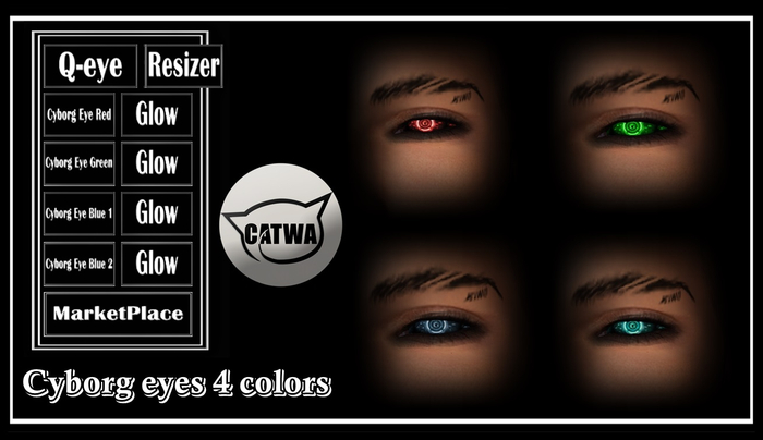 Cyborg Eyes 5G CATWA Applier 4 colors + Glow option With Hud 