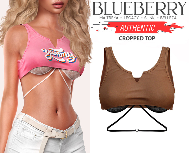 Blueberry - Authentic - Crop Tops - Tan