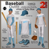 [2cute] Baseball Outfit - White-Baby Blue