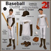 [2cute] Baseball Outfit Tweenster - White-Brown