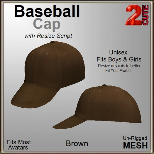 [2cute] Baseball Cap - Brown