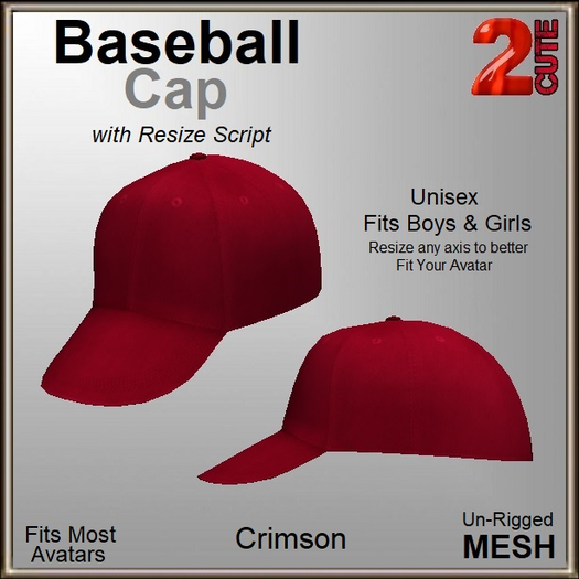 [2cute] Baseball Cap - Crimson