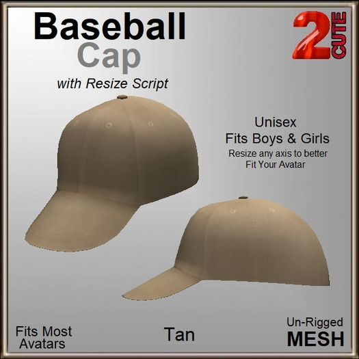 [2cute] Baseball Cap - Tan