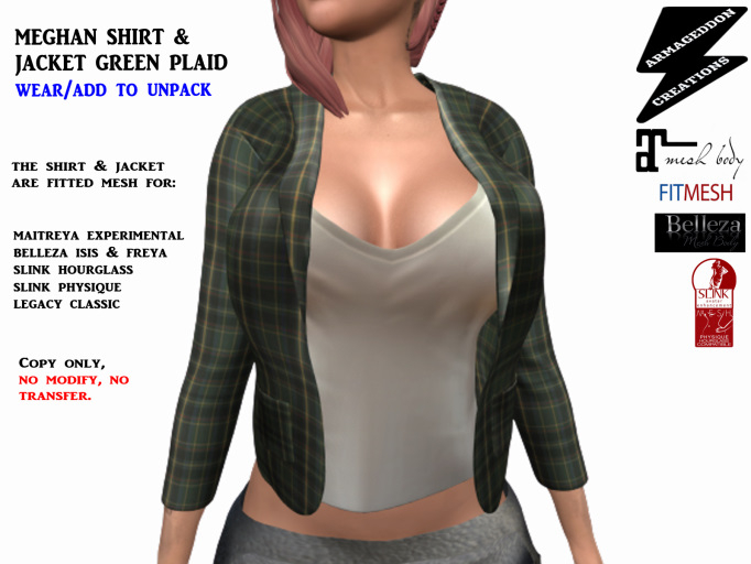 MEGHAN SHIRT AND JACKET GREEN PLAID 200817