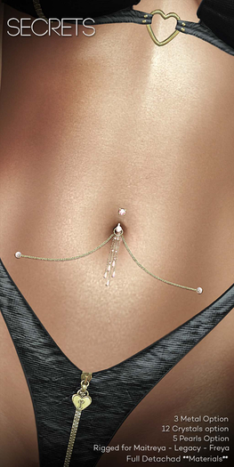 -Secrets- Greta Belly Piercing - Gold - Boxed -
