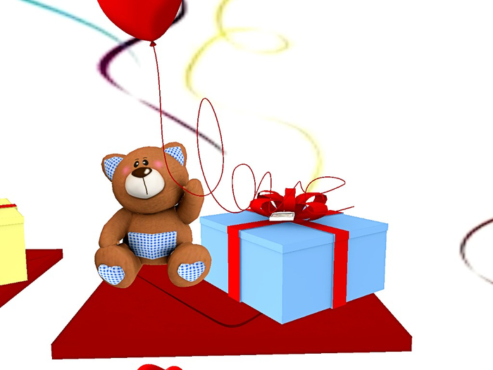 [AE] Gift Box( boxed)- Balloon & Present Bear Blue