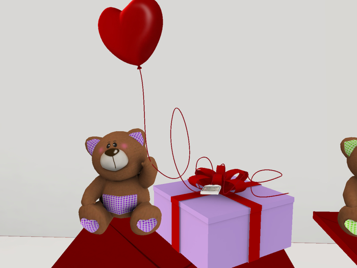 [AE] Gift Box( boxed)- Balloon & Present Bear -Purple