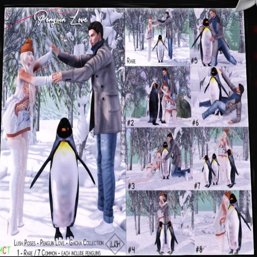 Second Life Marketplace - #5 Lush Poses - Penguin love - Gacha collection