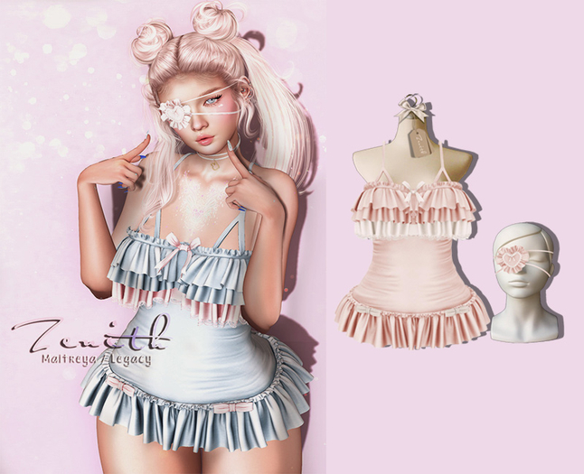 =Zenith=Ruffle Bodysuit (Rose) Maitreya / Legacy