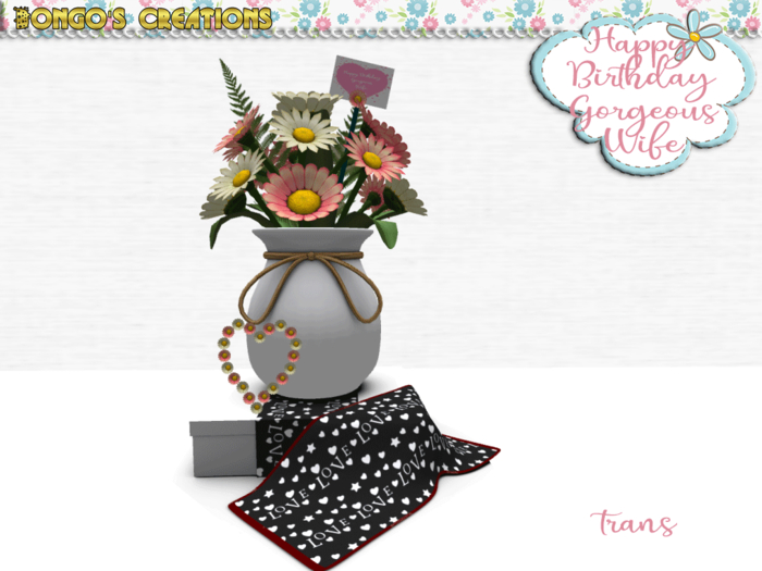 BMC916 - HAPPY BIRTHDAY GORGEOUS WIFE - VASE OF DAISIES.