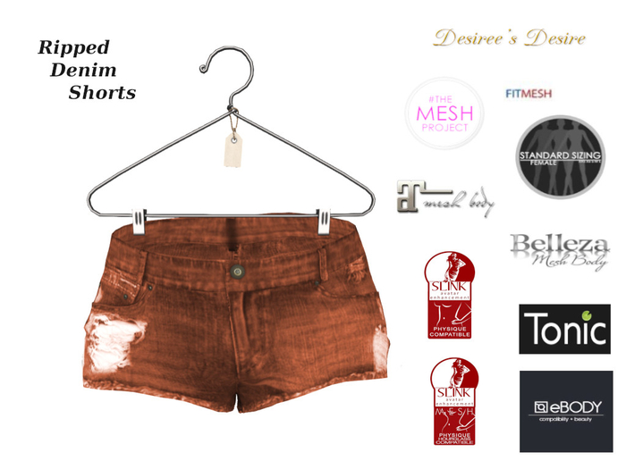 ::::Desiree's Desire:::: Ripped Denim Shorts Orange