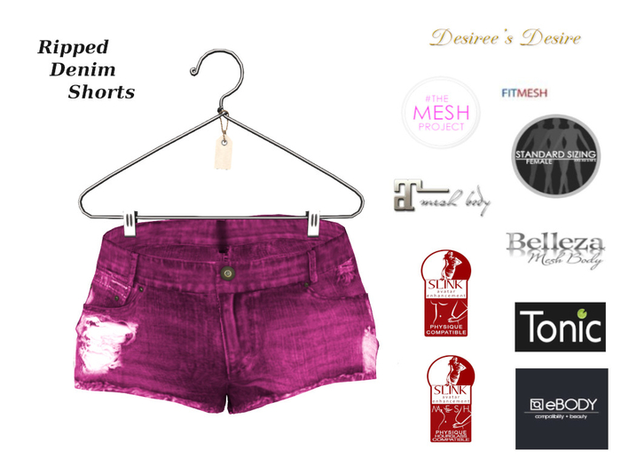::::Desiree's Desire:::: Ripped Denim Shorts Pink