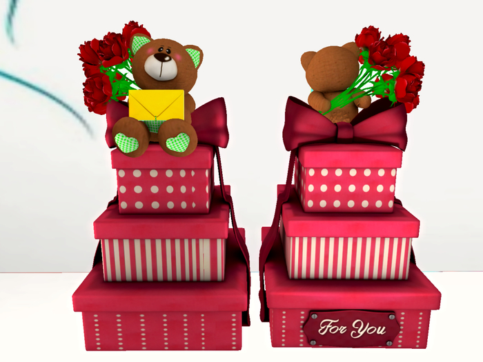 [AE] Gift Box Shop (boxed) -Stacked Presents with Teddy Rose