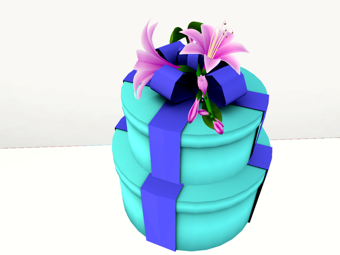 [AE] Gift Box Shop (boxed)- Round Stacked GB with Flower Teal