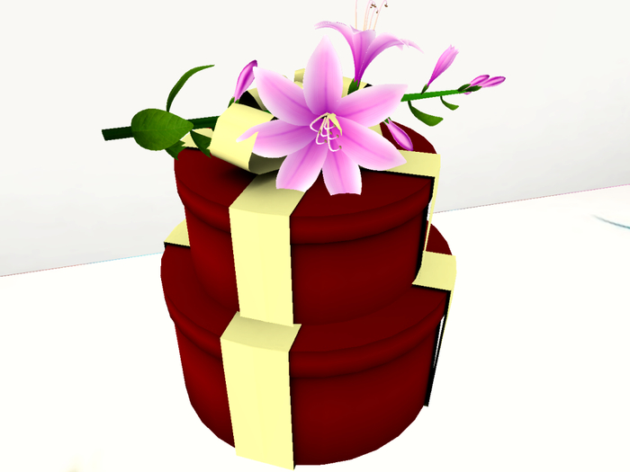 [AE] Gift Box Shop (boxed)- Round Stacked GB with Flower Red
