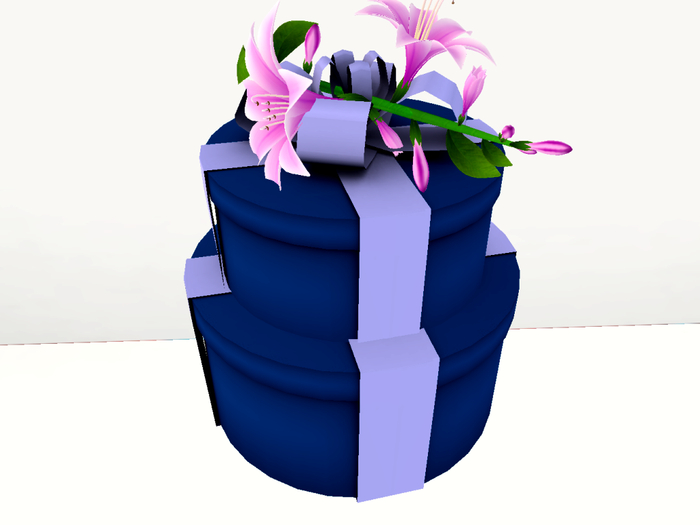 [AE] Gift Box Shop (boxed)- Round Stacked GB with Flower Navy