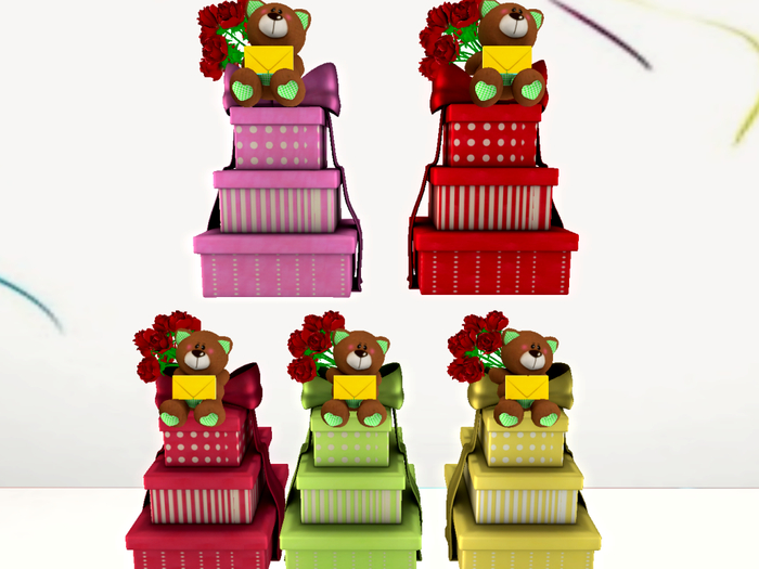 [Ae] Gift Box Shop (boxed) -Stacked Presents w Teddy FAT PACK
