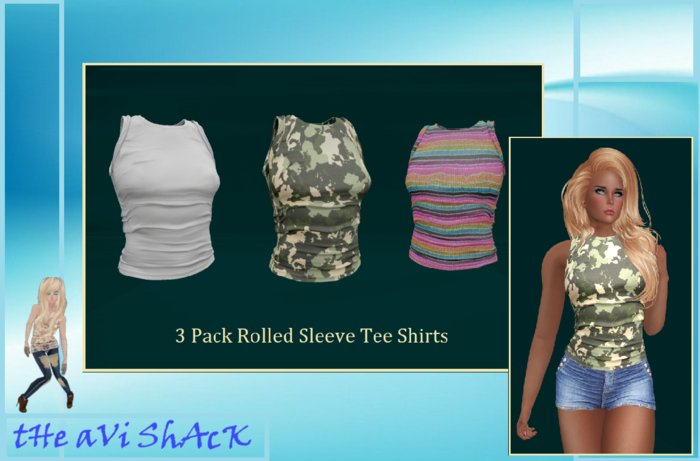 3 PACK ROLLED SLEEVE TEE SHIRTS !