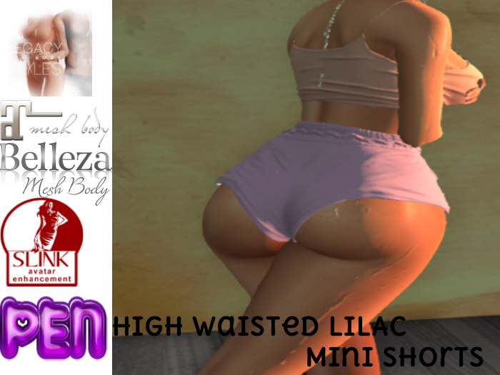 Pen-->High Waisted Lilac Mini Shorts