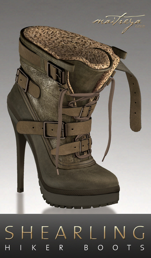 Maitreya Gold * Shearling Boots Army