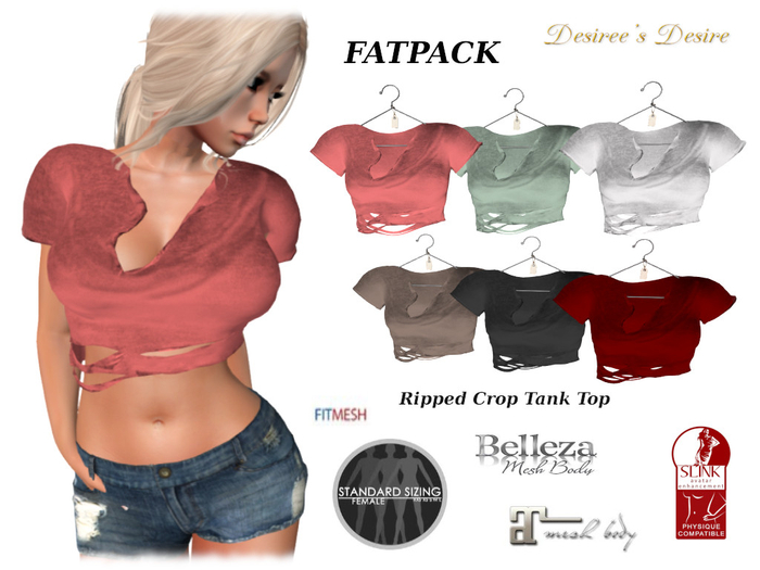 ::::Desiree's Desire:::: Ripped Crop Tank Top  FATPACK