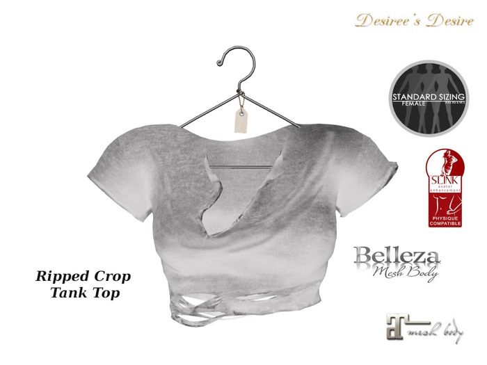 ::::Desiree's Desire:::: Ripped Crop Tank Top  White