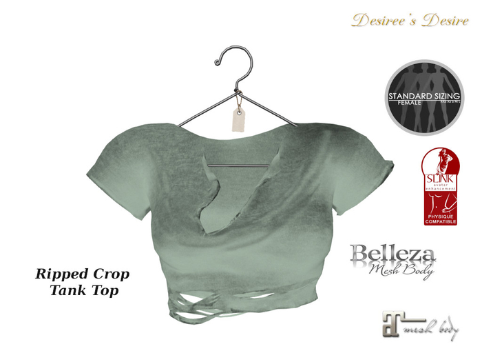 ::::Desiree's Desire:::: Ripped Crop Tank Top  Light Green
