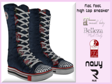:: RUE:: Flat Foot High Top Sneaker - Navy