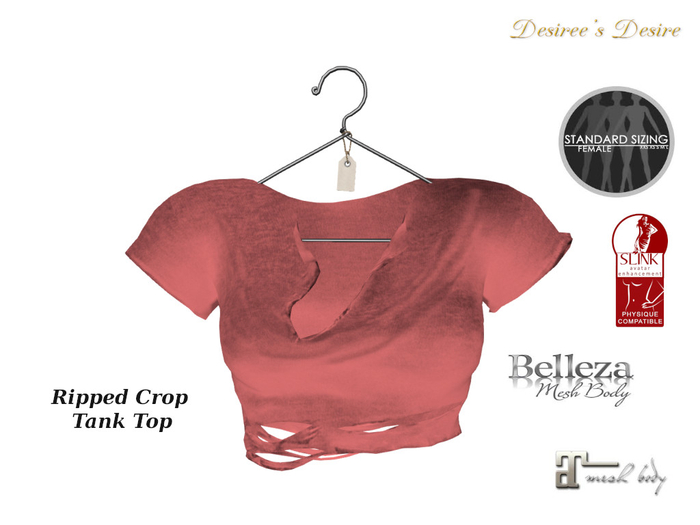 ::::Desiree's Desire:::: Ripped Crop Tank Top  Pink