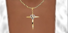 Troymart Gold and Diamond Crystal Heart Lords Prayer Cross Necklace 