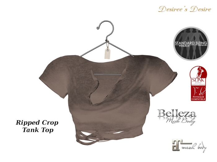 ::::Desiree's Desire:::: Ripped Crop Tank Top Beige